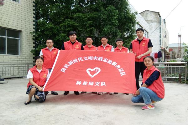 林业局志愿者开展“净街道 洁庭院”活动